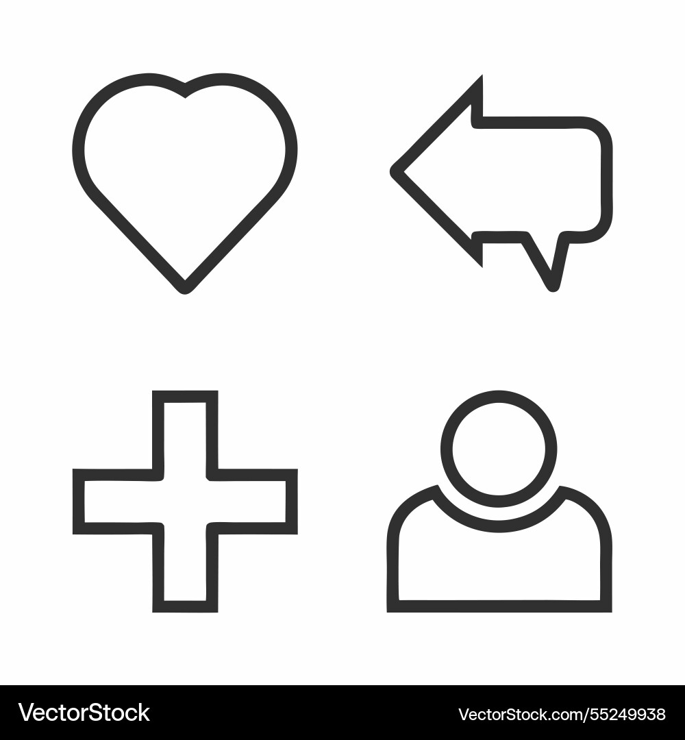 Simple line icons set for social media and user Vector Image