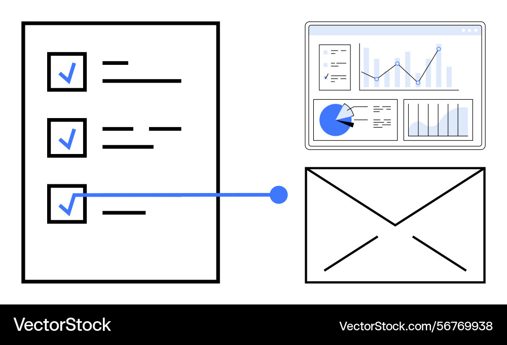 Task list with progress tracking analytical data Task list with progress tracking analytical data vector image