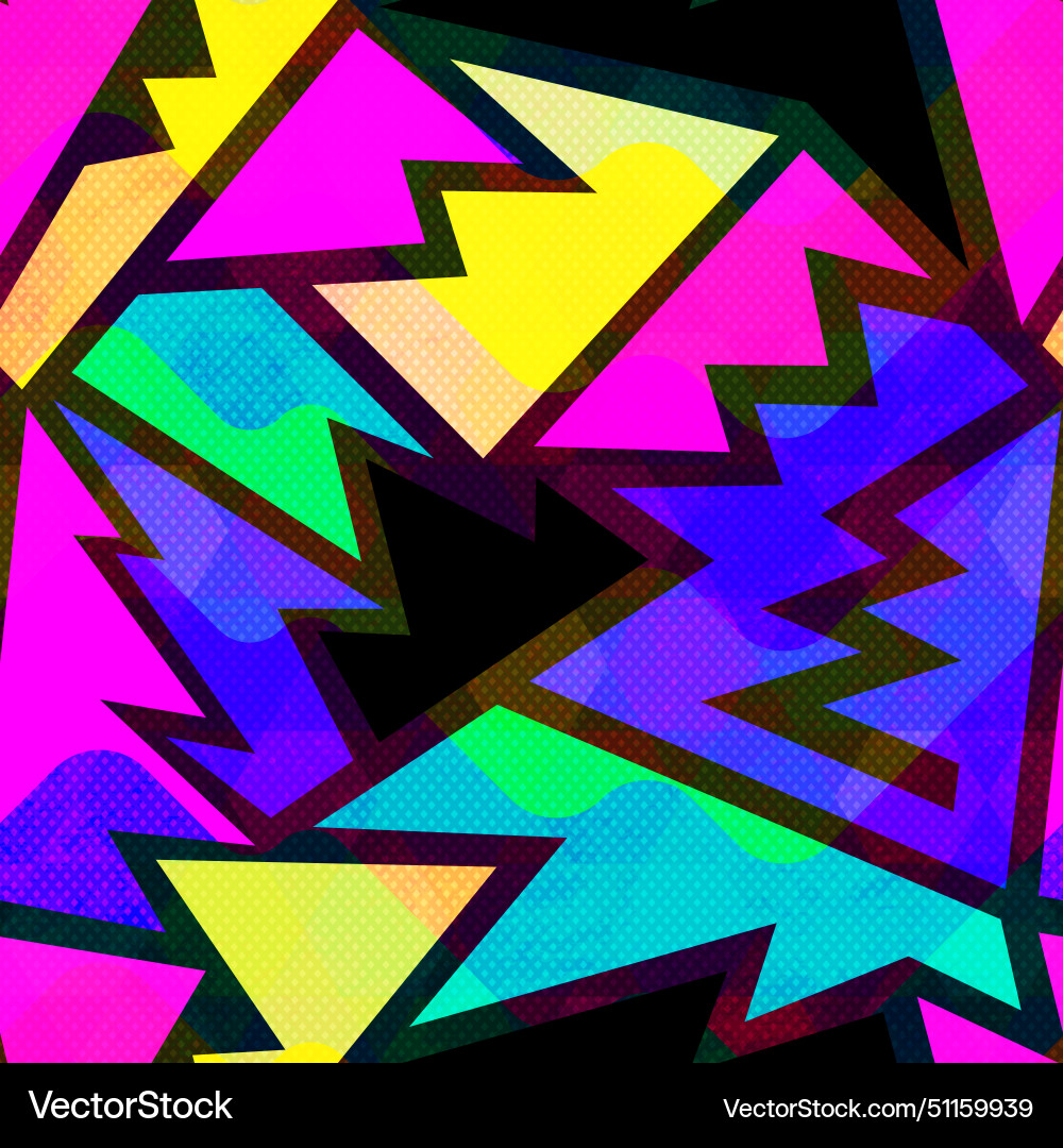 Bright graffiti geometric seamless pattern vector image