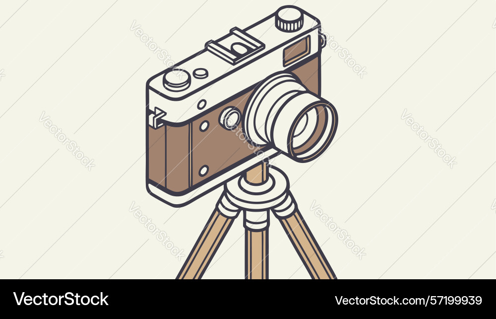 Classic camera on tripod art design generative ai vector image