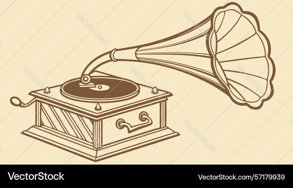 Classic phonograph player design generative ai vector image
