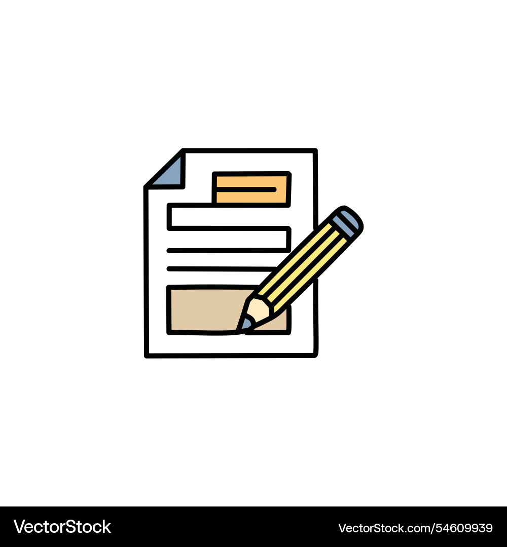 Document with pencil fill style icon design data Document with pencil fill style icon design data Vector Image