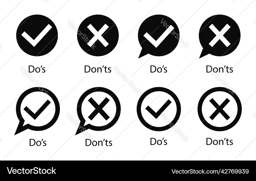 Dos and dont tick or cross for do don outline Dos and dont tick or cross for do don outline vector image