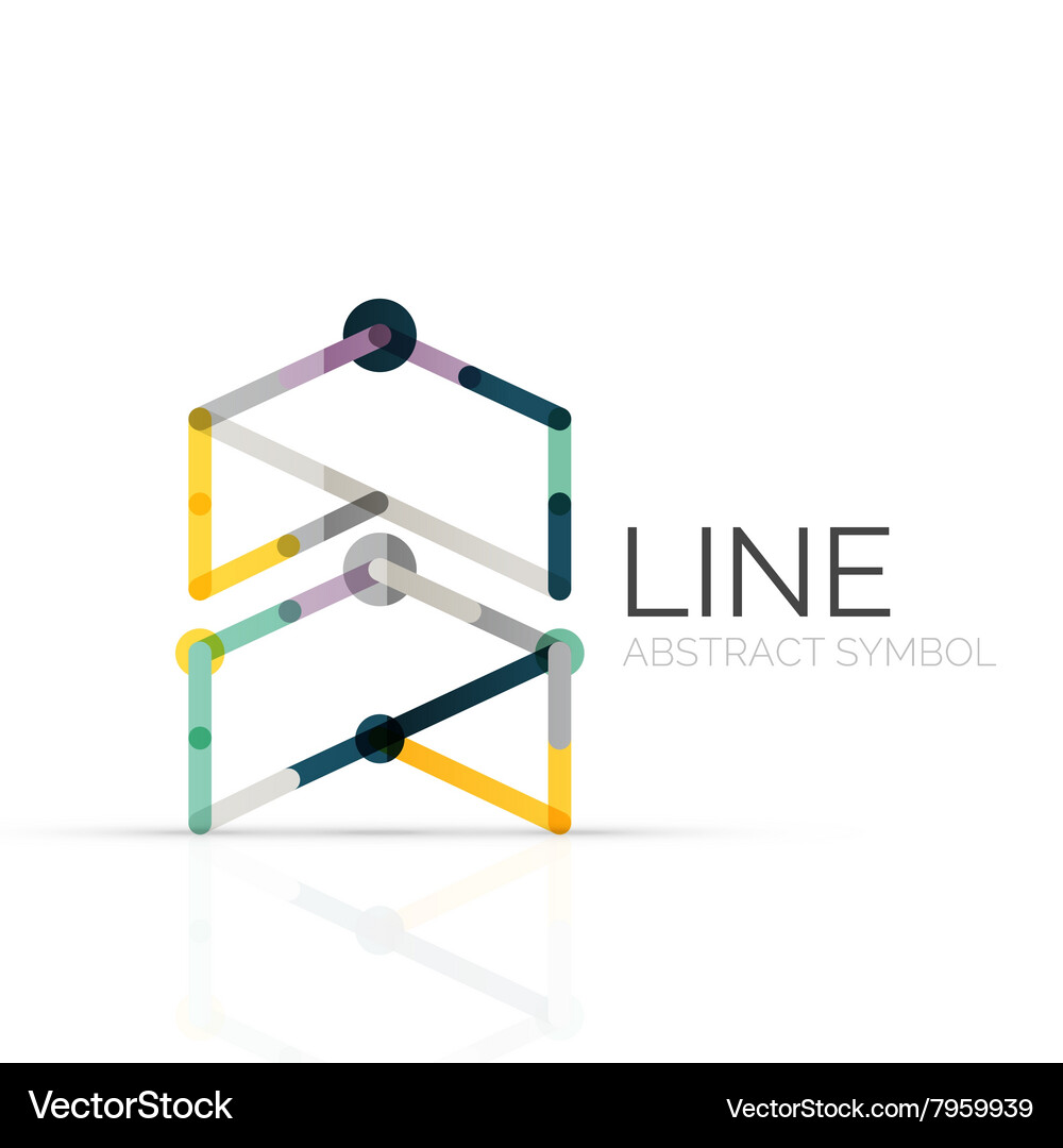 Linear abstract logo connected multicolored Vector Image