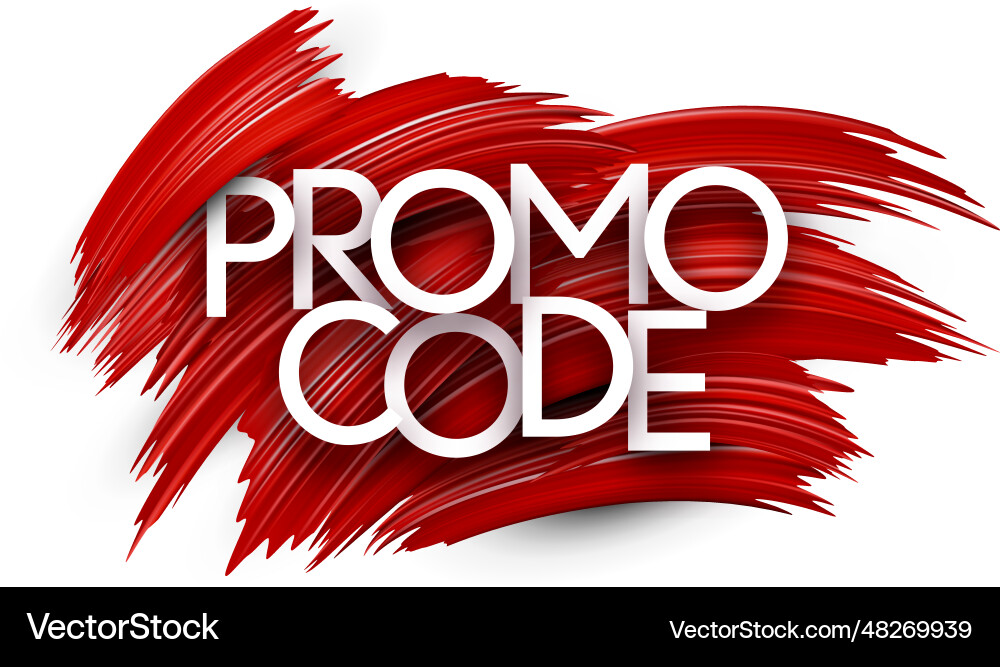 Promo code paper word sign with red paint brush Promo code paper word sign with red paint brush vector image