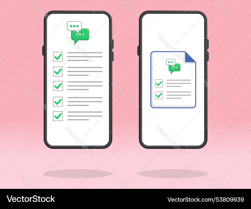 Smartphone checklist chat message tick boxes Smartphone checklist chat message tick boxes vector image