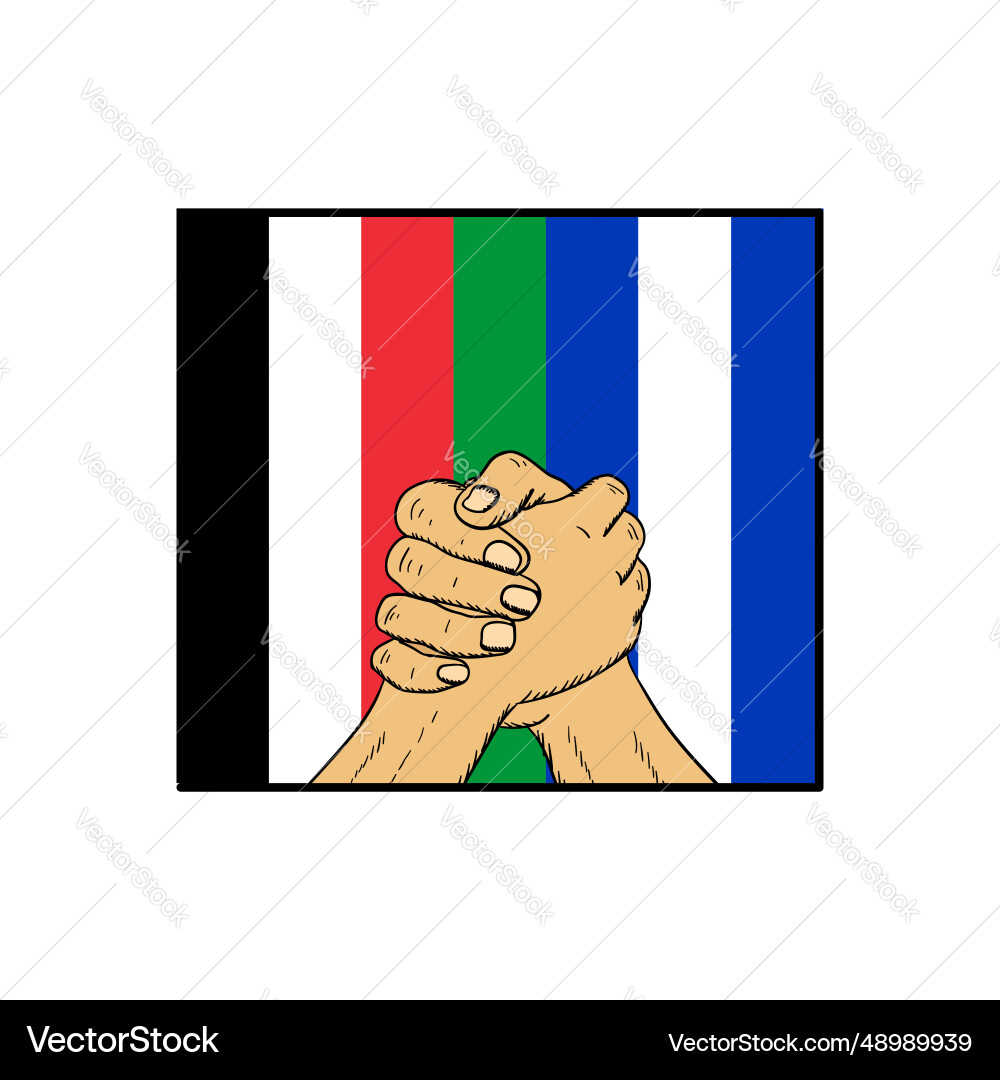 Two hands holding each other with palestine Two hands holding each other with palestine vector image