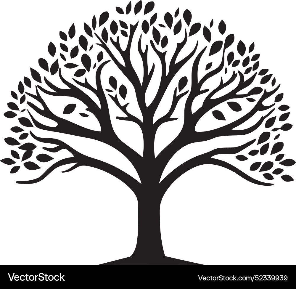 Whimsical woods delicate black tree Royalty Free Vector