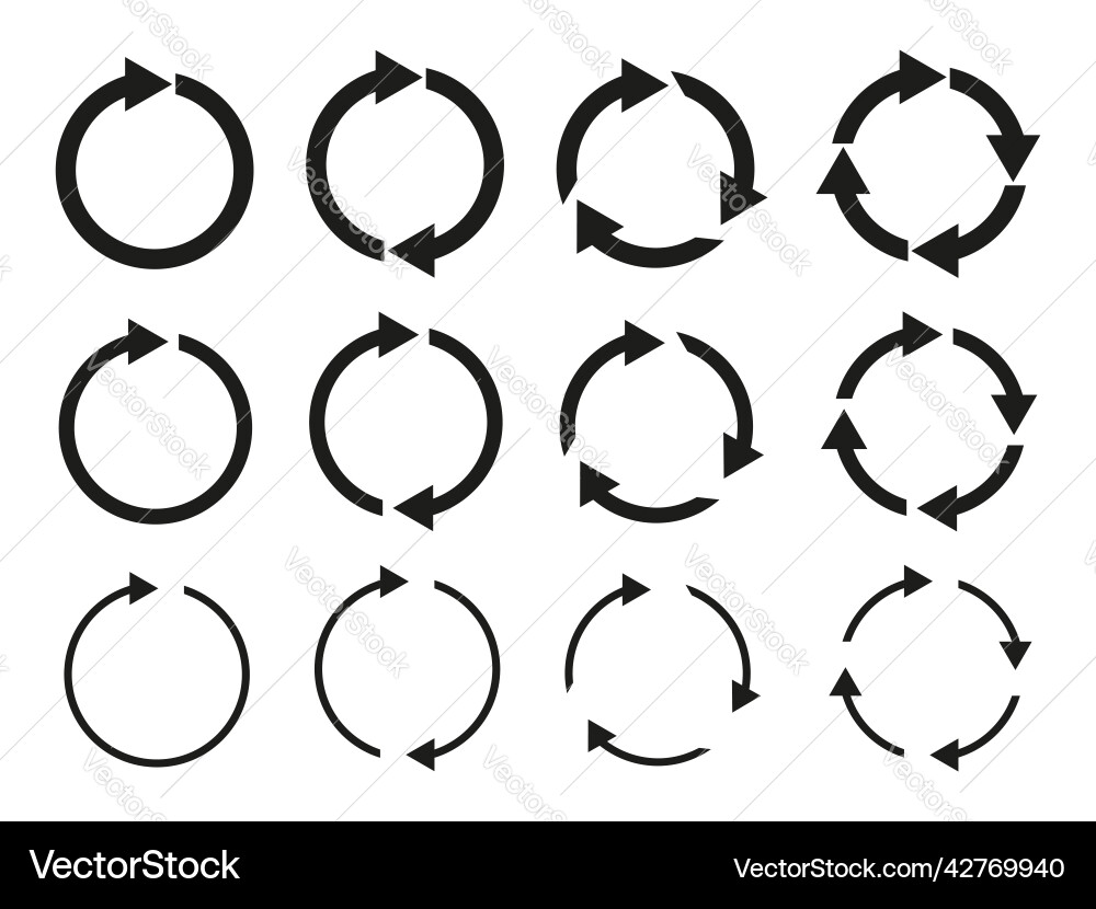 Circular Arrow Icons - Loop & Repeat vector image