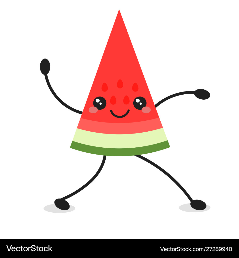 Cute cartoon dancing watermelon icon isolated vector image