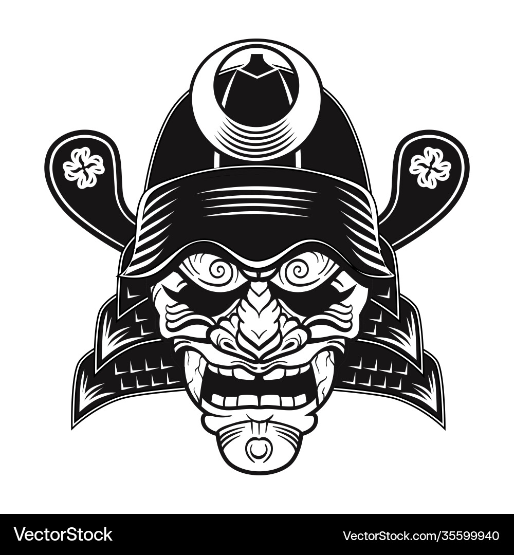 Japanese samurai black mask flat image vector image