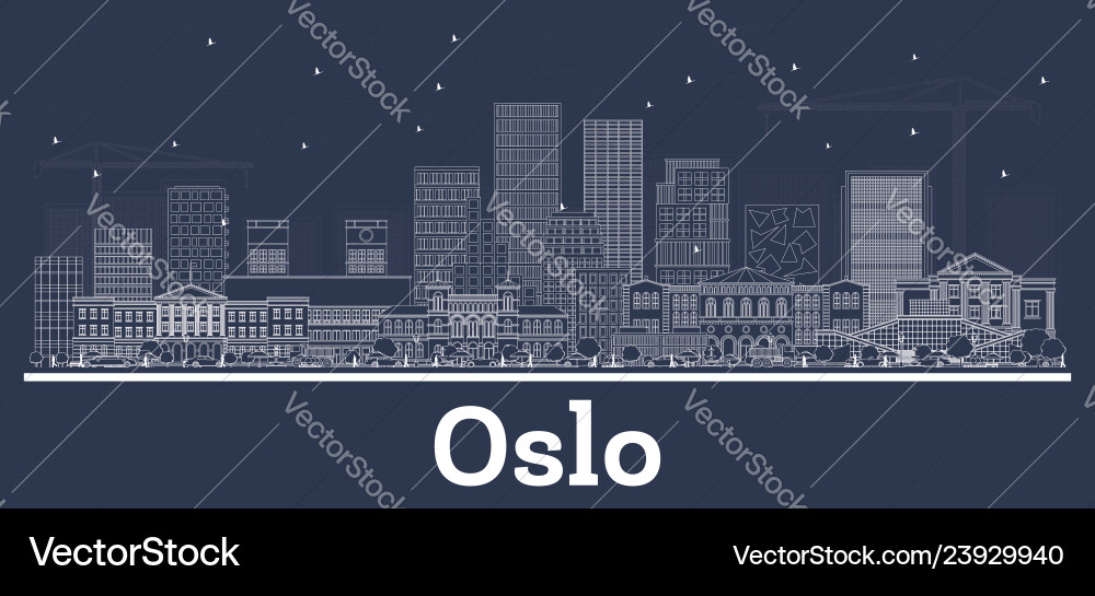 Outline oslo norway city skyline with white Outline oslo norway city skyline with white vector image