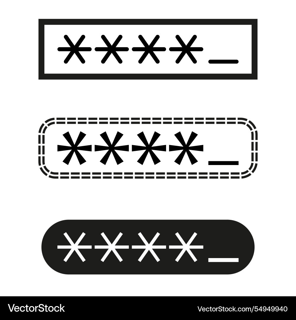 Password entry icon asterisk filled field secure Vector Image