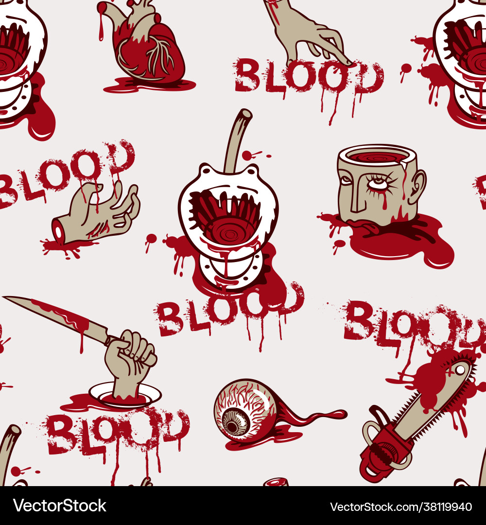 Seamless pattern with horrible cartoon pictures Vector Image