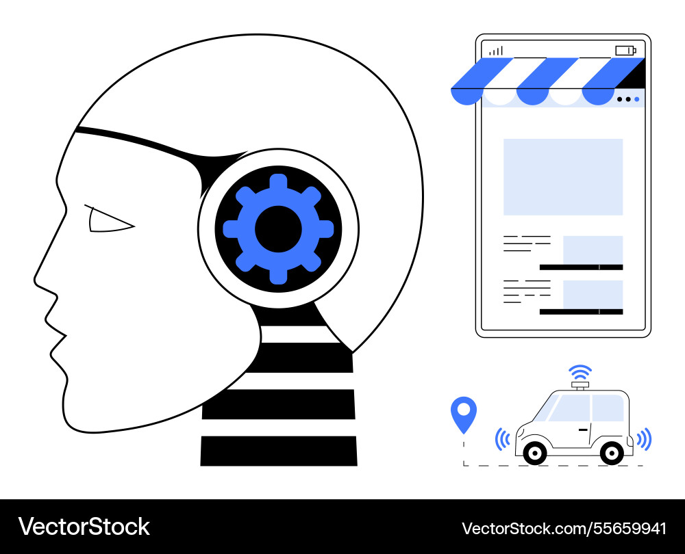 Artificial intelligence concept featuring robot Vector Image