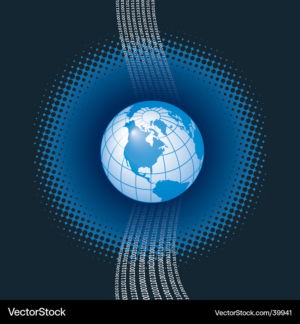 Binary Globe Digital Background Vector Image