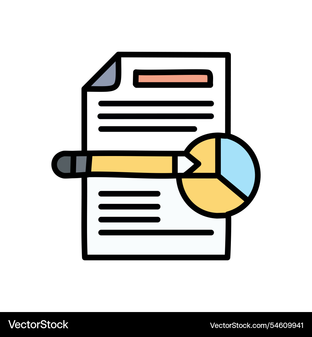 Document with graph and pen filled design Document with graph and pen filled design vector image