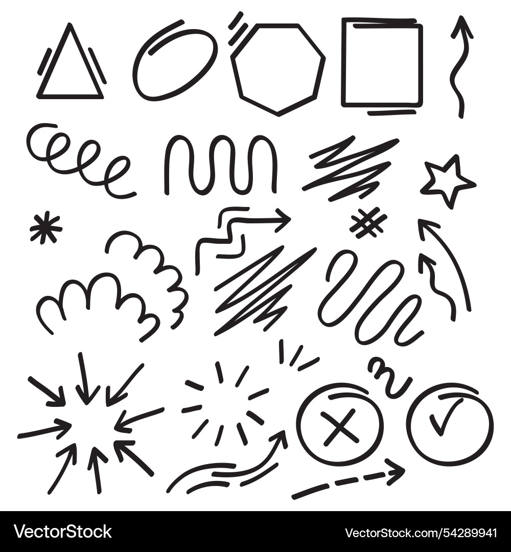 Hand drawn scribble element collections Vector Image