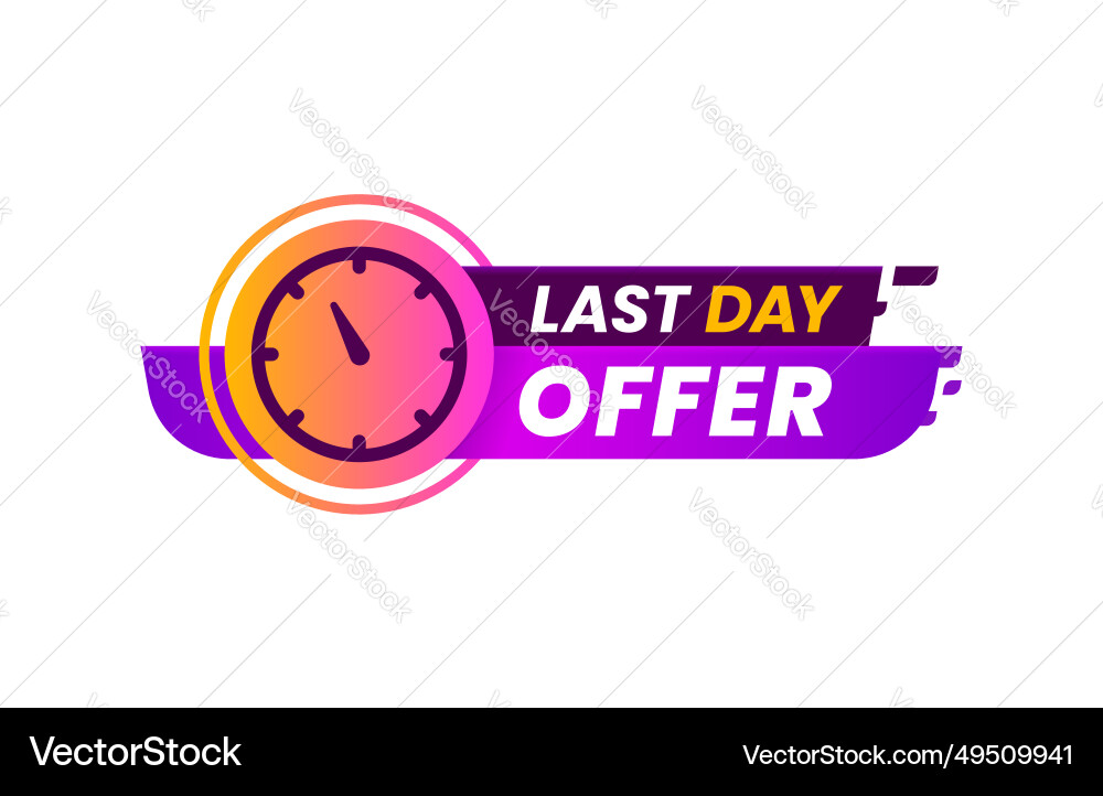 Last time offer countdown sale icon and banner Vector Image
