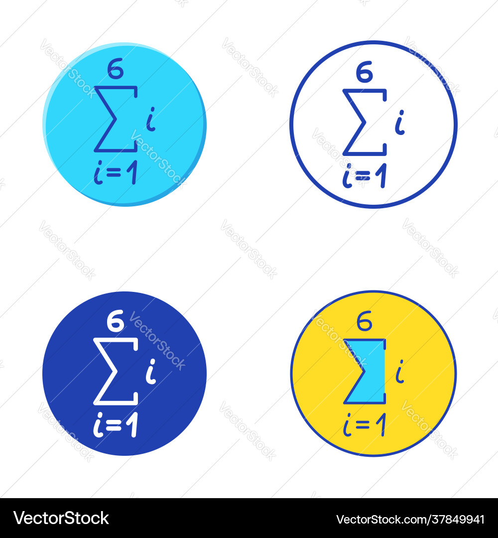 Math sequence icon set in flat and line style Math sequence icon set in flat and line style vector image