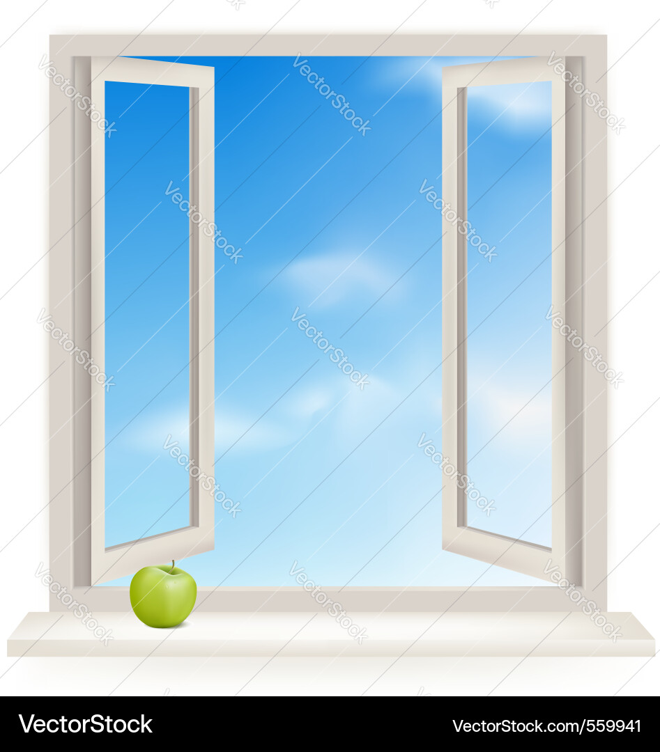 Open Window with Apple vector image