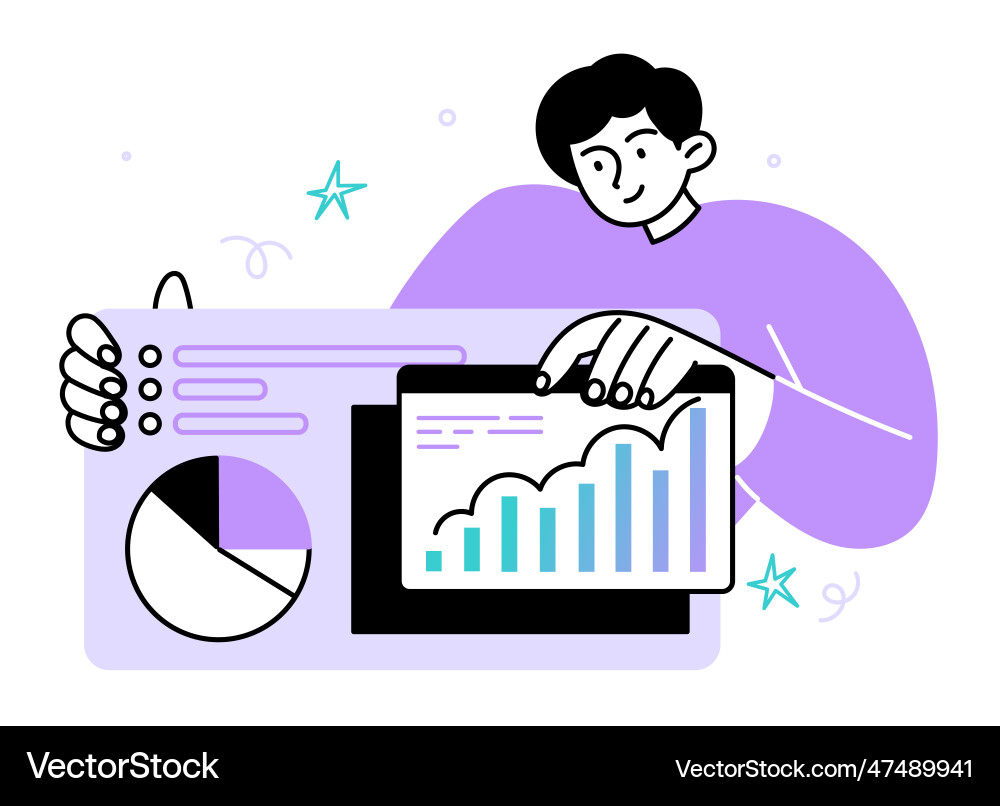 Professional Man Analyzing Data for Report vector image