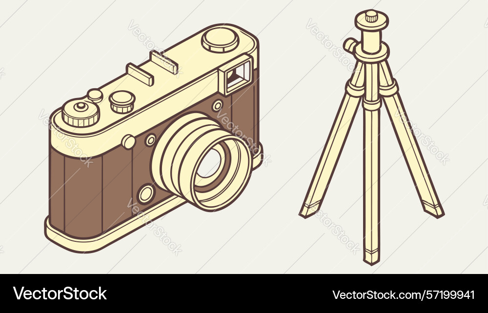 Retro Kamera und Stativ-Setup-Design generative ai vektorbild