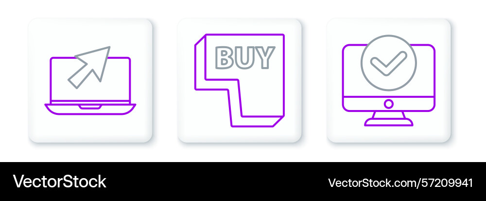 Set line computer monitor laptop and cursor Set line computer monitor laptop and cursor vector image