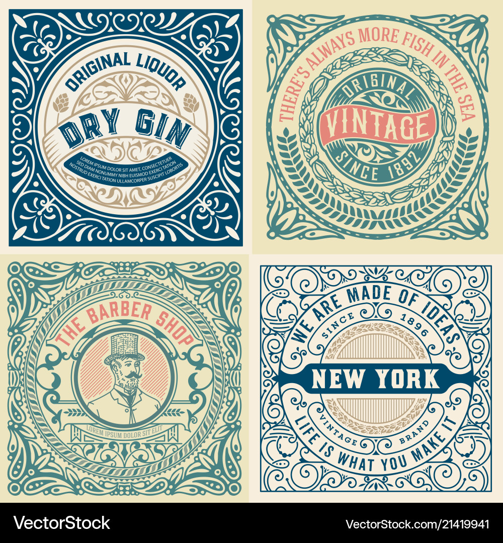 Set of 4 old labels Royalty Free Vector Image - VectorStock