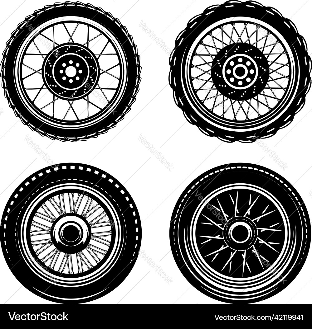 Set of wheel in monochrome style design element Set of wheel in monochrome style design element vector image