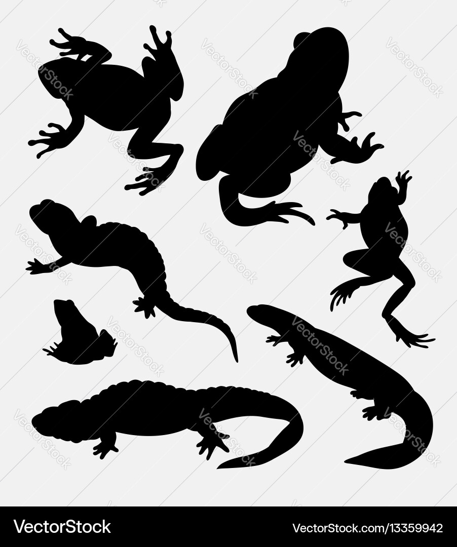 Frog amphibian and reptilian animal silhouette Frog amphibian and reptilian animal silhouette vector image