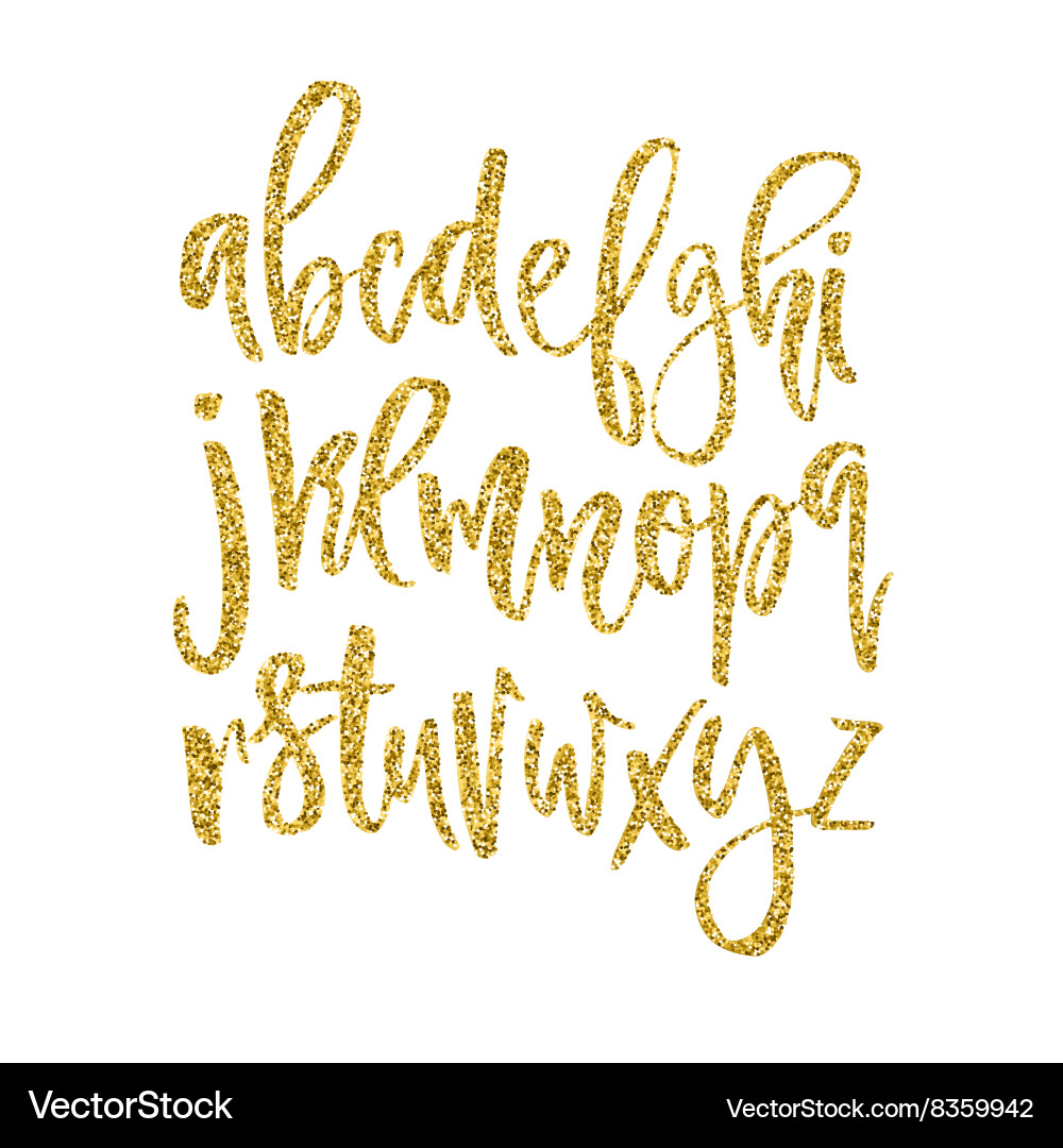 Golden Glitter Alphabet Brush Script Vector Image