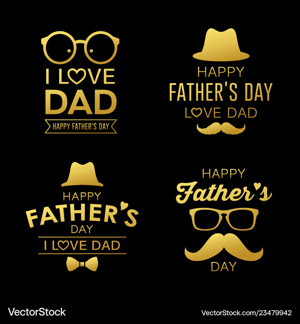 Happy fathers day gold design collections Happy fathers day gold design collections vector image