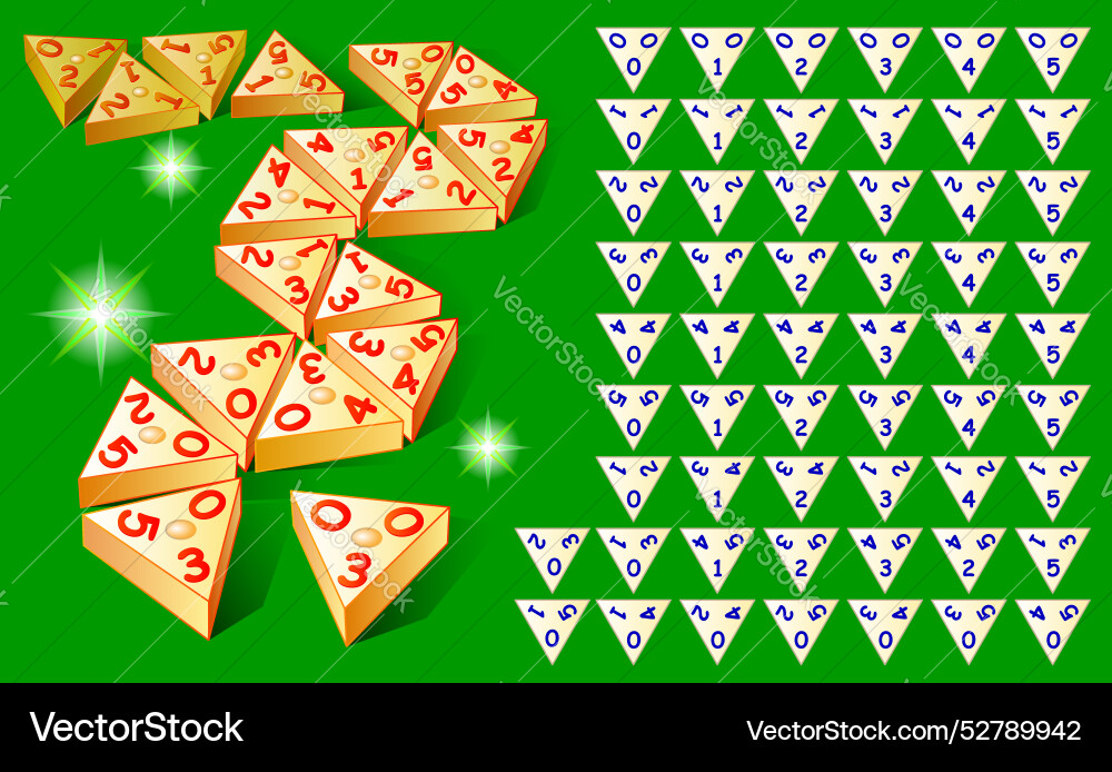 Logic puzzle game with set of triangle tiles Logic puzzle game with set of triangle tiles vector image