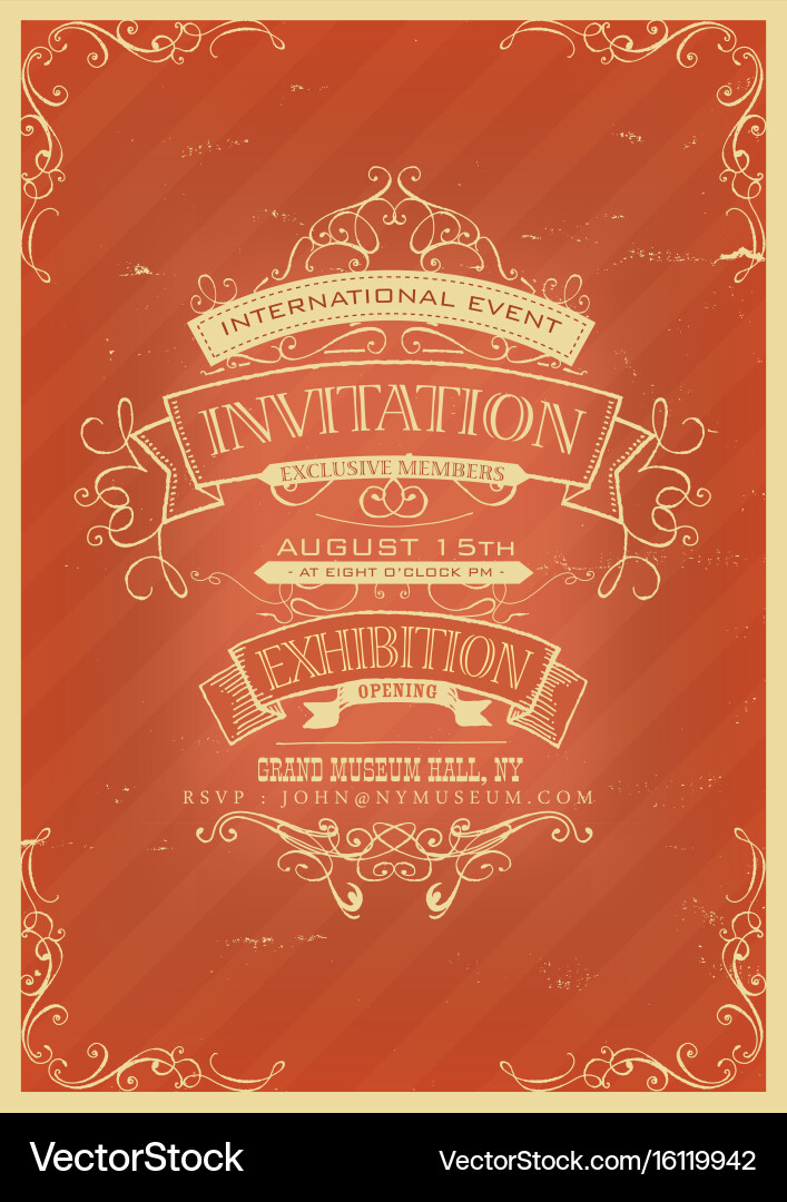 Retro red invitation background Vector Image