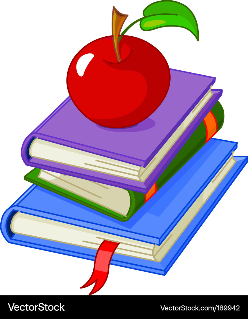Stack of Books with Red Apple vector image