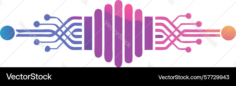 Abstract digital brain with circuit paths ai Vector Image