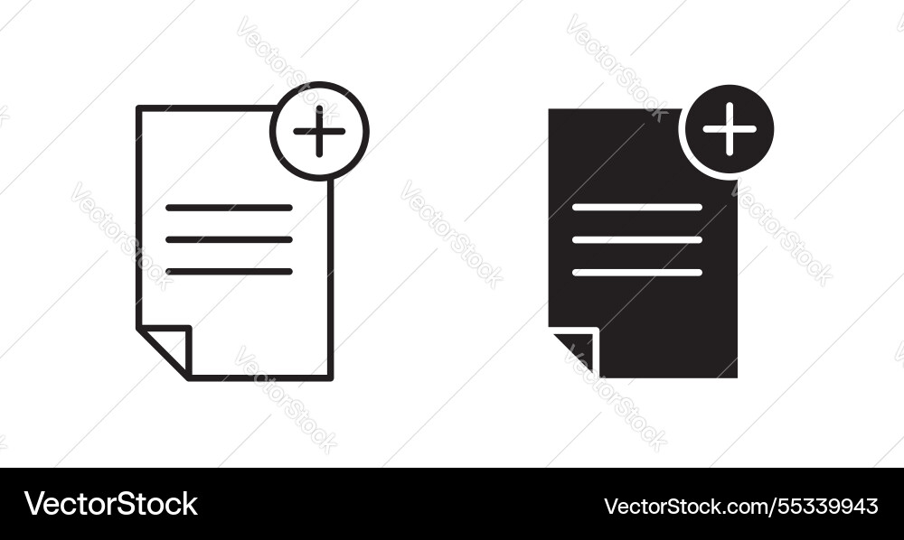 Add document filled and outlined icons on white Add document filled and outlined icons on white vector image