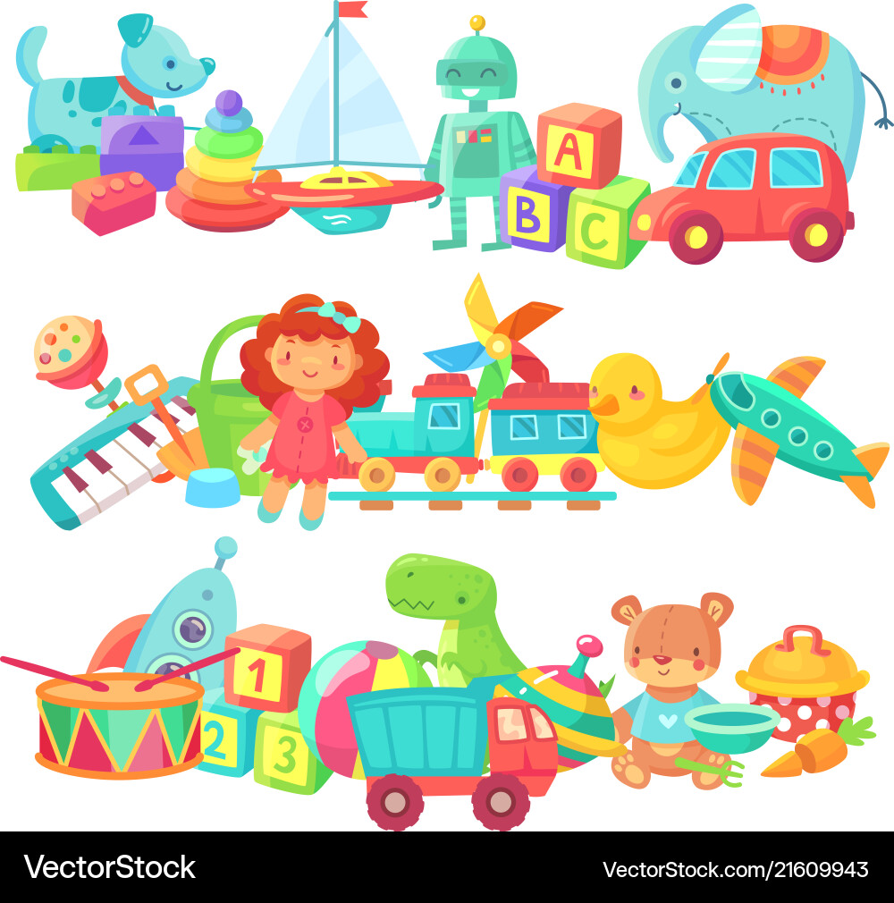 Colorful Toy Group - Kids Playtime Vector Image