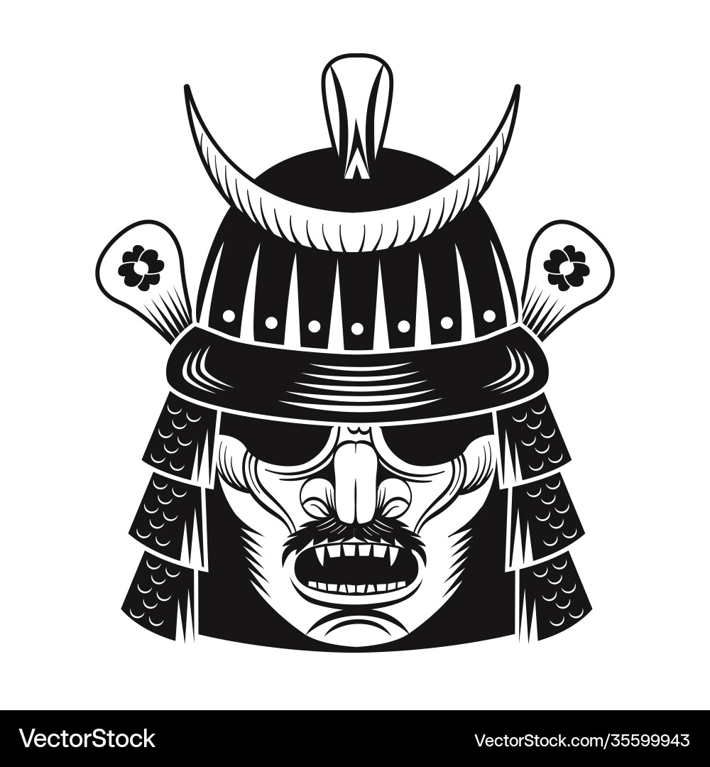 Japanese warrior black mask flat image Vector Image