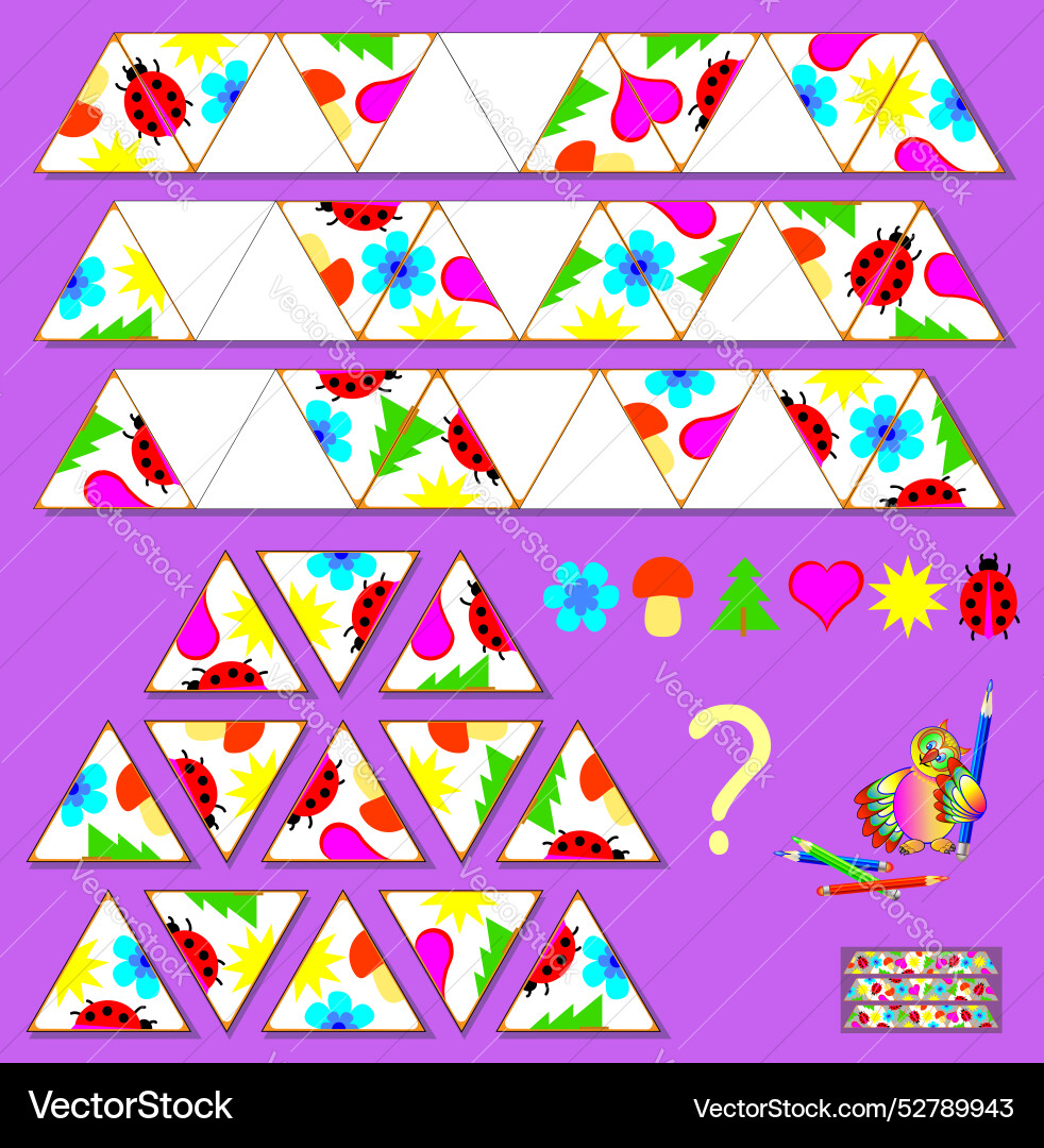 Logic puzzle need to find corresponding triangles Logic puzzle need to find corresponding triangles vector image
