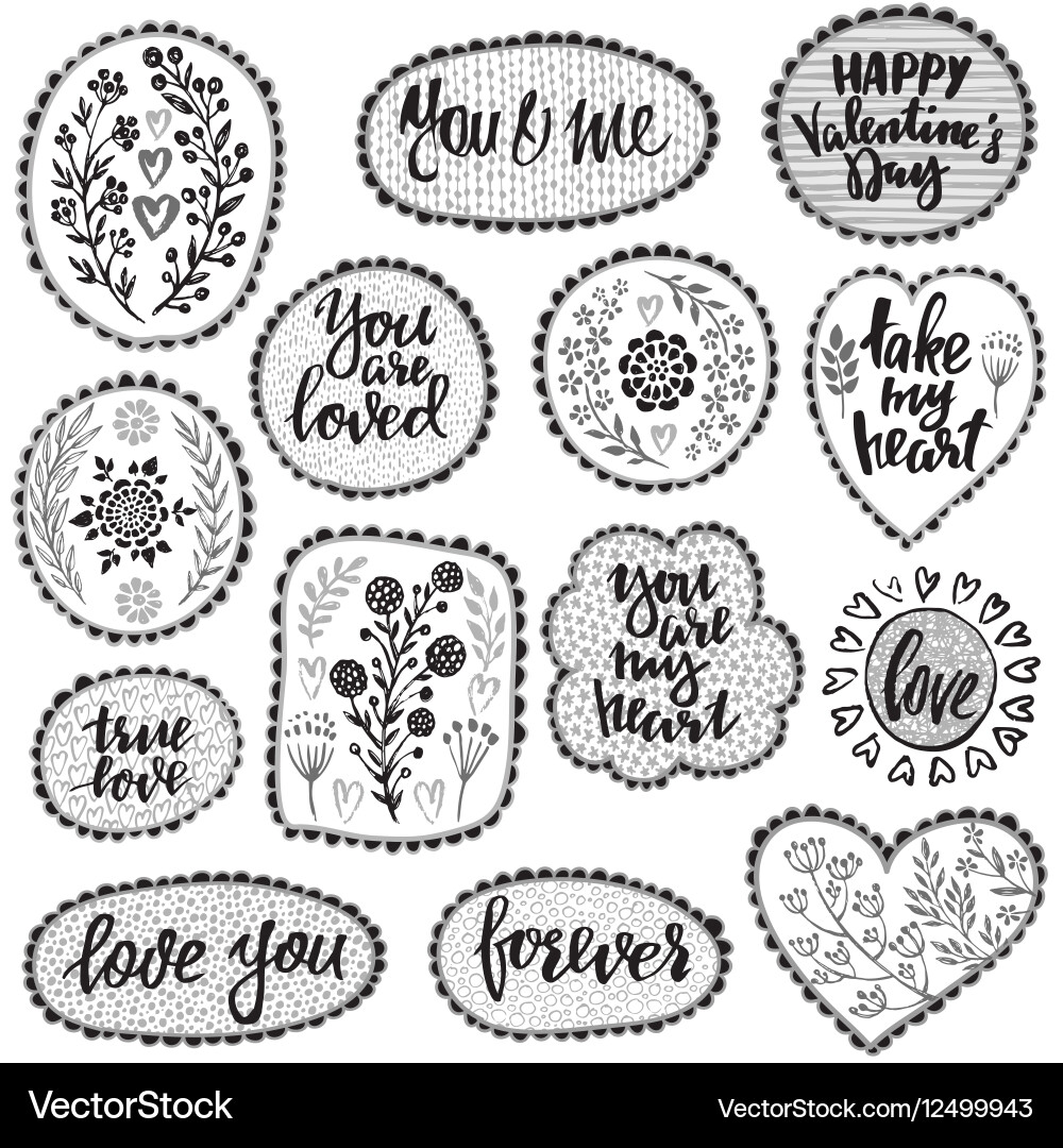 Pattern collection in retro style with hand vector image