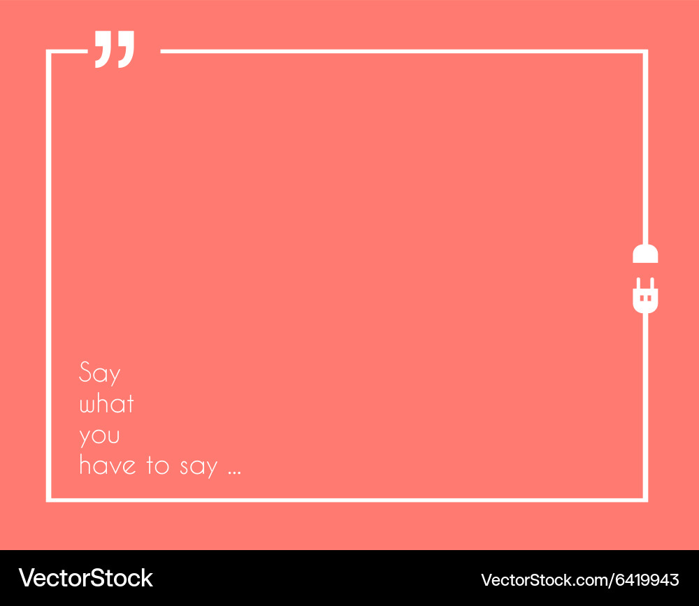 Quotation mark frame with flat style and space vector image