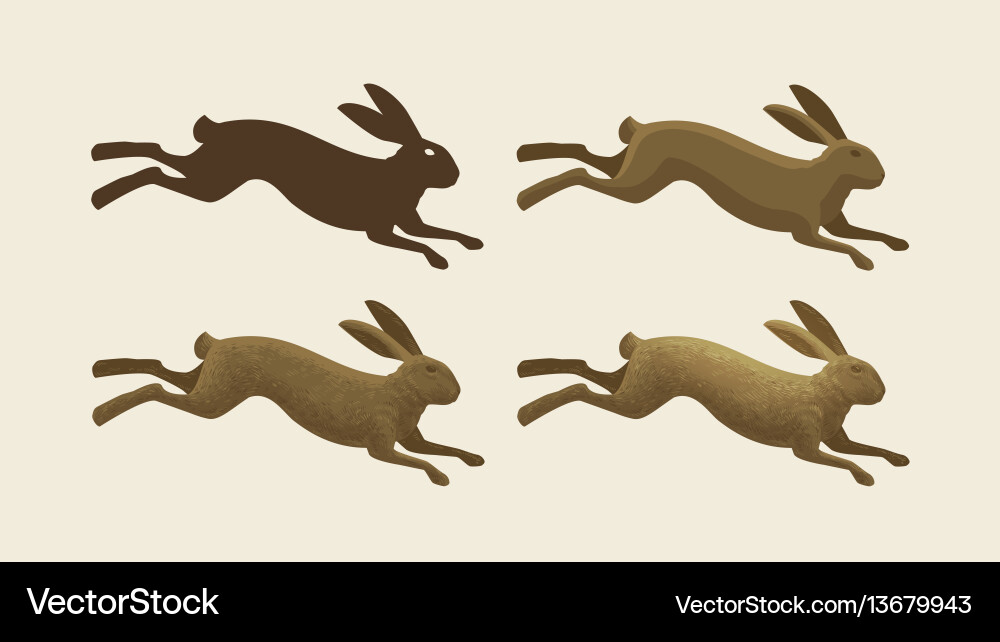 Running Hare Icons - Rabbit Set vector image