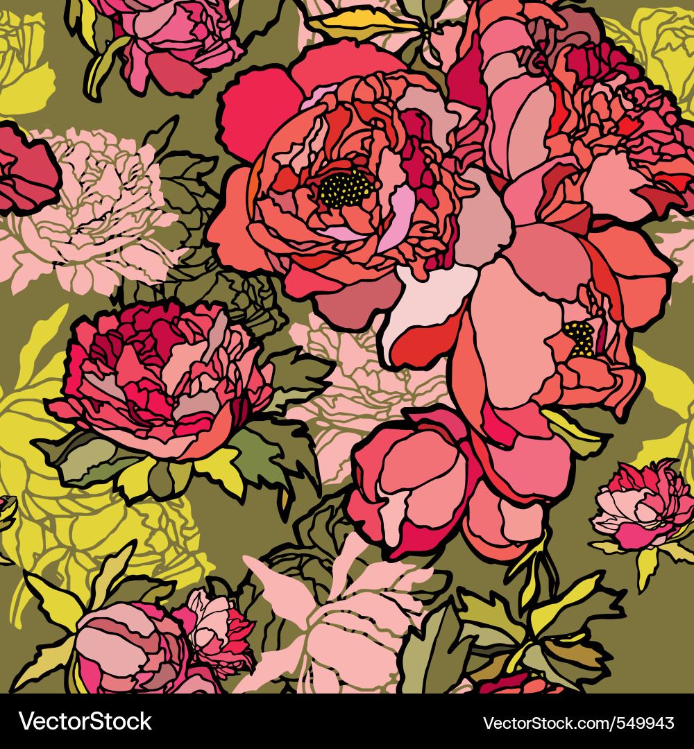 Seamless pattern with flowers vector image