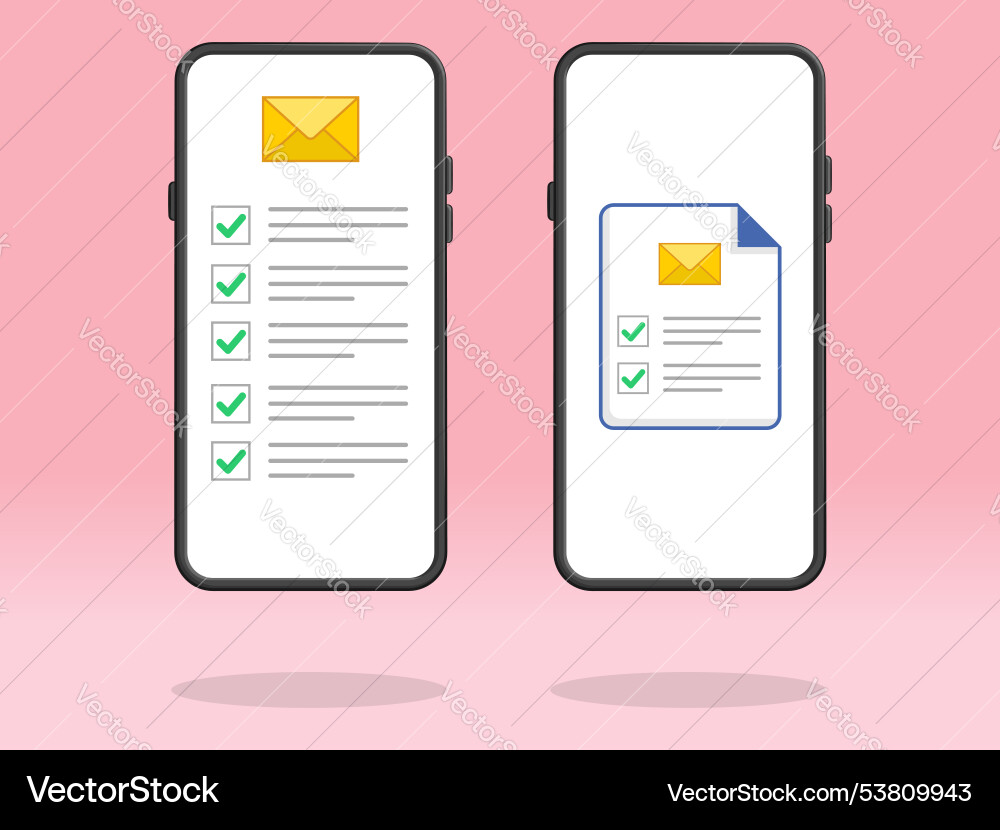 Smartphone checklist email mailing tasks file Smartphone checklist email mailing tasks file vector image