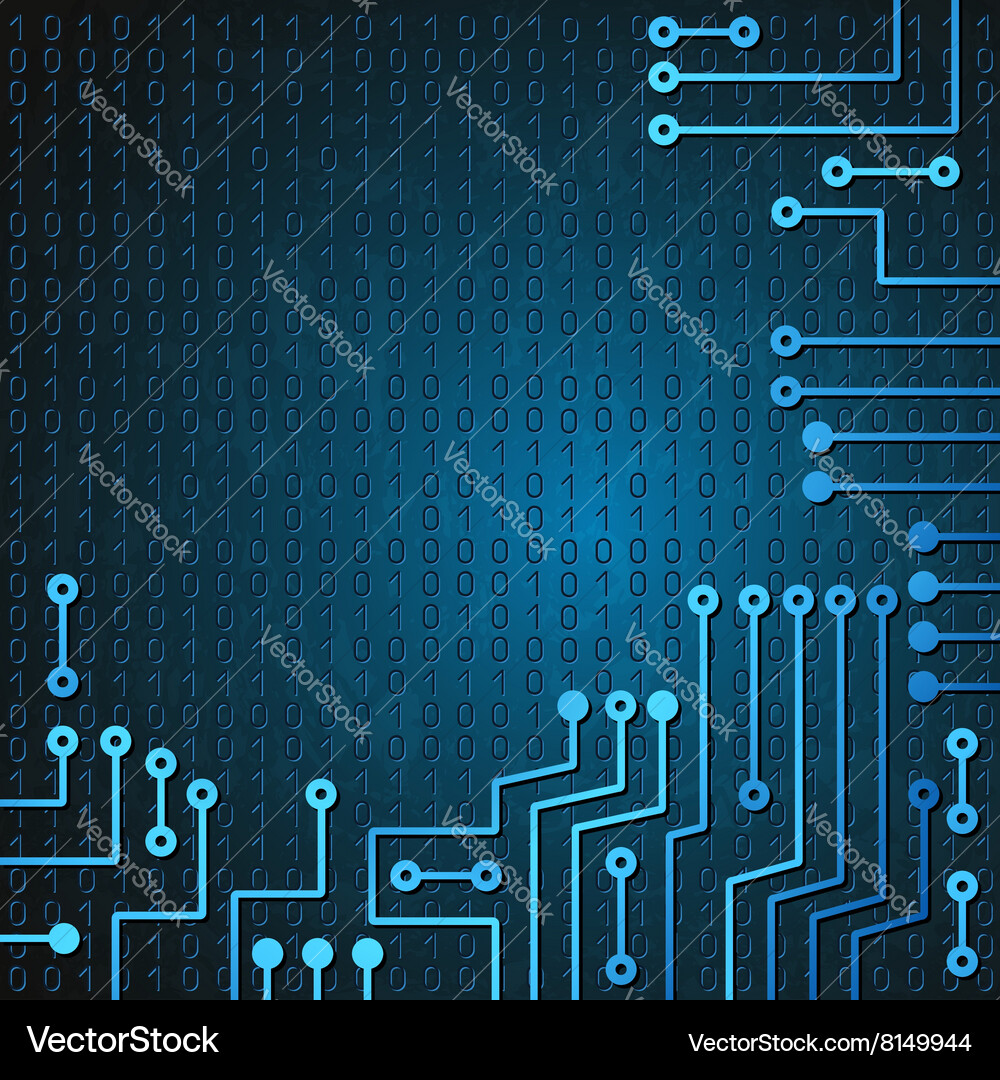 Electronic circuit and binary code Vector Image