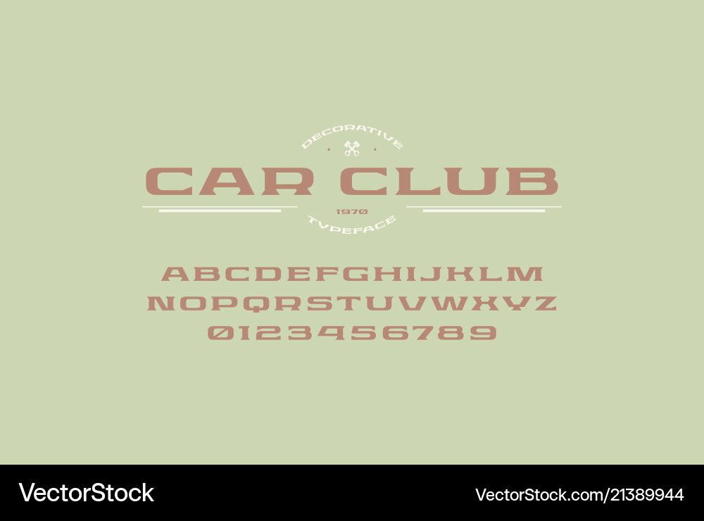 Extended serif font in retro style vector image