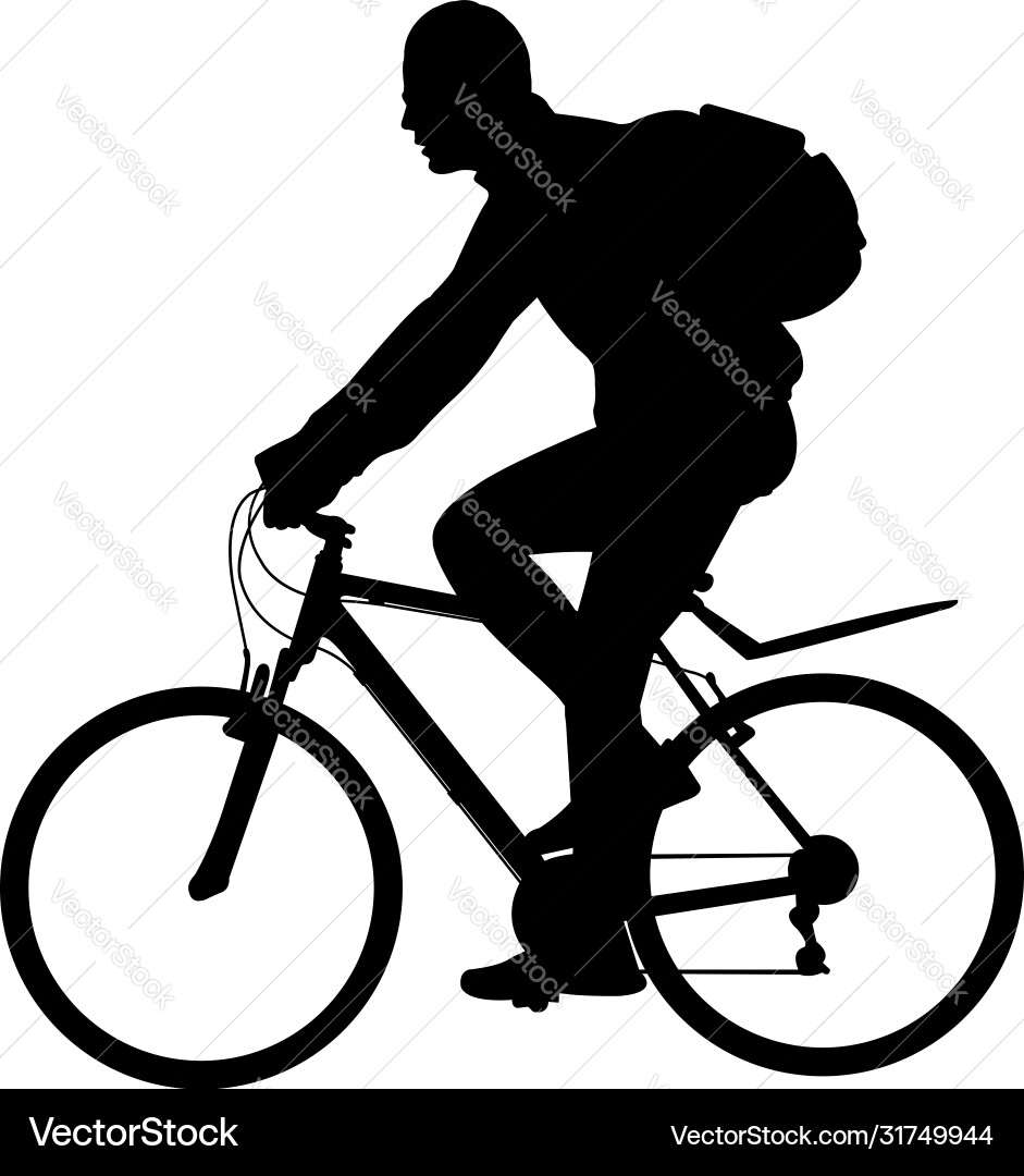Mann Reiten Fahrrad Silhouette Mann Reiten Fahrrad Silhouette vektorbild