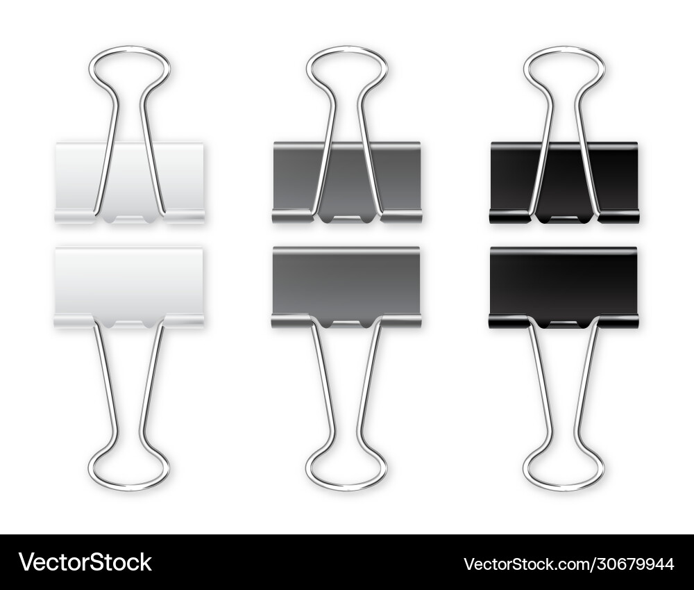 Realistic paper binders collection metal Vector Image